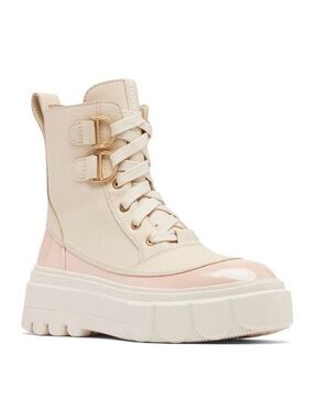 Sorel Cream and Pale Pink Platform Lace-Up Boot